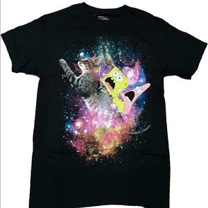 Nickelodeon Shirts - Adult Funky Pride Spongebob & Cat 🐈 Tee Nickelodeon Shirts - Adult Funky Pride Spongebob & Cat 🐈 Tee